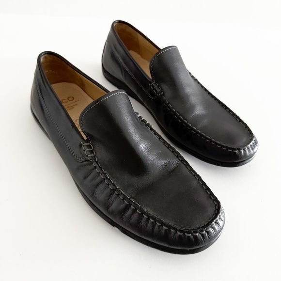 ECCO Men's Black Genuine Leather Moccasins Loafers Size 45 / 11-11.5